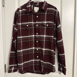 American Eagle Outfitters Men Maroon Plaid Button Down Shirt Soft Size Large L